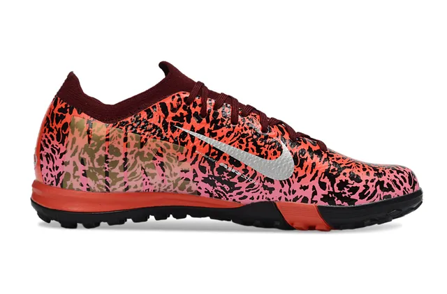 Nike Mercurial Pink Black Leopard-Print Synthetic Upper Low-Cut Sock-Fit Collar Turf Soccer Shoes 5