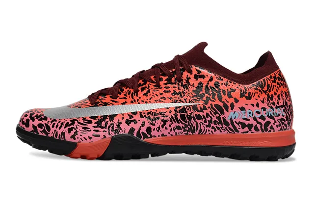 Nike Mercurial Pink Black Leopard-Print Synthetic Upper Low-Cut Sock-Fit Collar Turf Soccer Shoes 6