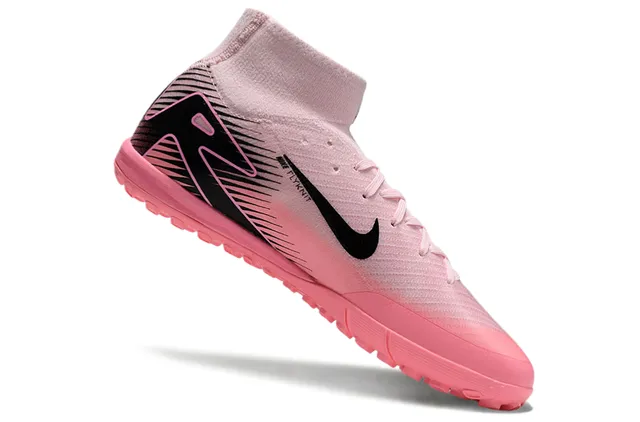 Nike Mercurial Superfly Pink Black High-Top Sock-Fit Collar Turf Soccer Shoes 2