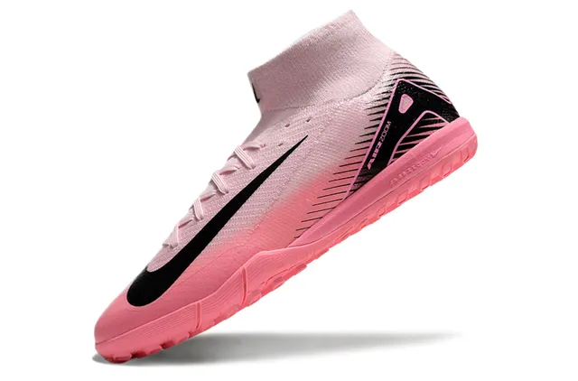 Nike Mercurial Superfly Pink Black High-Top Sock-Fit Collar Turf Soccer Shoes 3