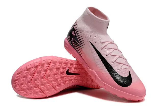 Nike Mercurial Superfly Pink Black High-Top Sock-Fit Collar Turf Soccer Shoes 4