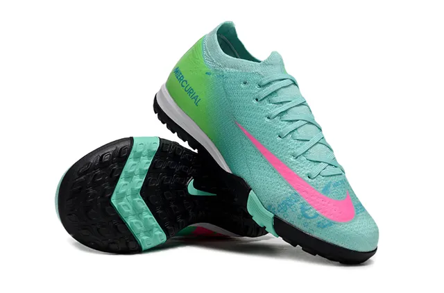 Nike Mercurial Turf gradiente verde rosa gramado sapatos de futebol 2