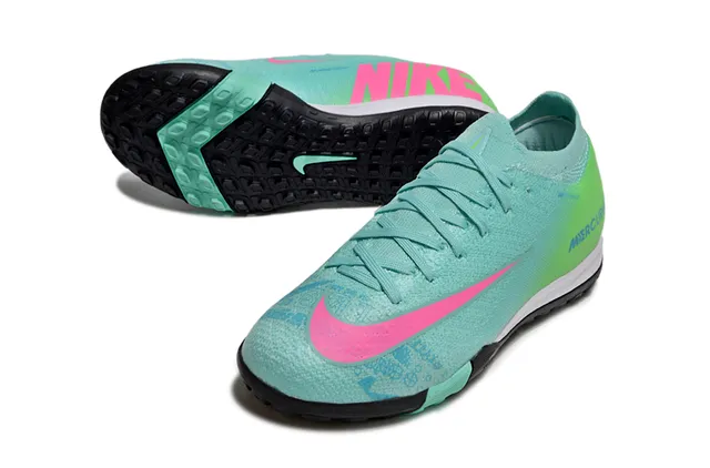 Nike Mercurial Turf gradiente verde rosa gramado sapatos de futebol 3