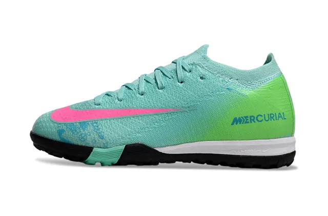Nike Mercurial Turf gradiente verde rosa gramado sapatos de futebol 6
