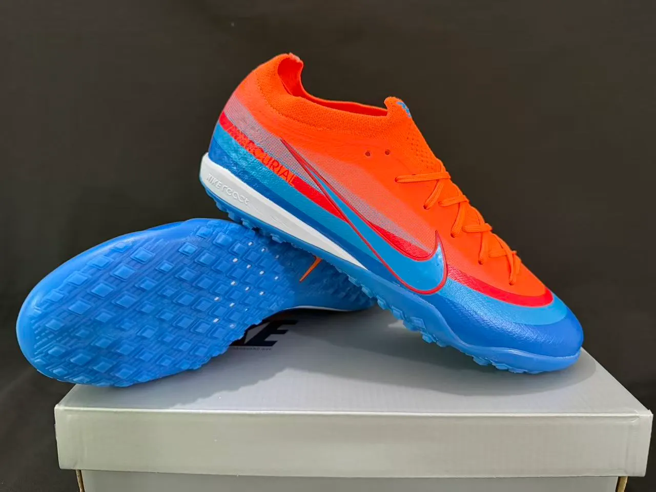 Nike Mercurial Turf Orange Blue Red Turf Soccer Shoes 9