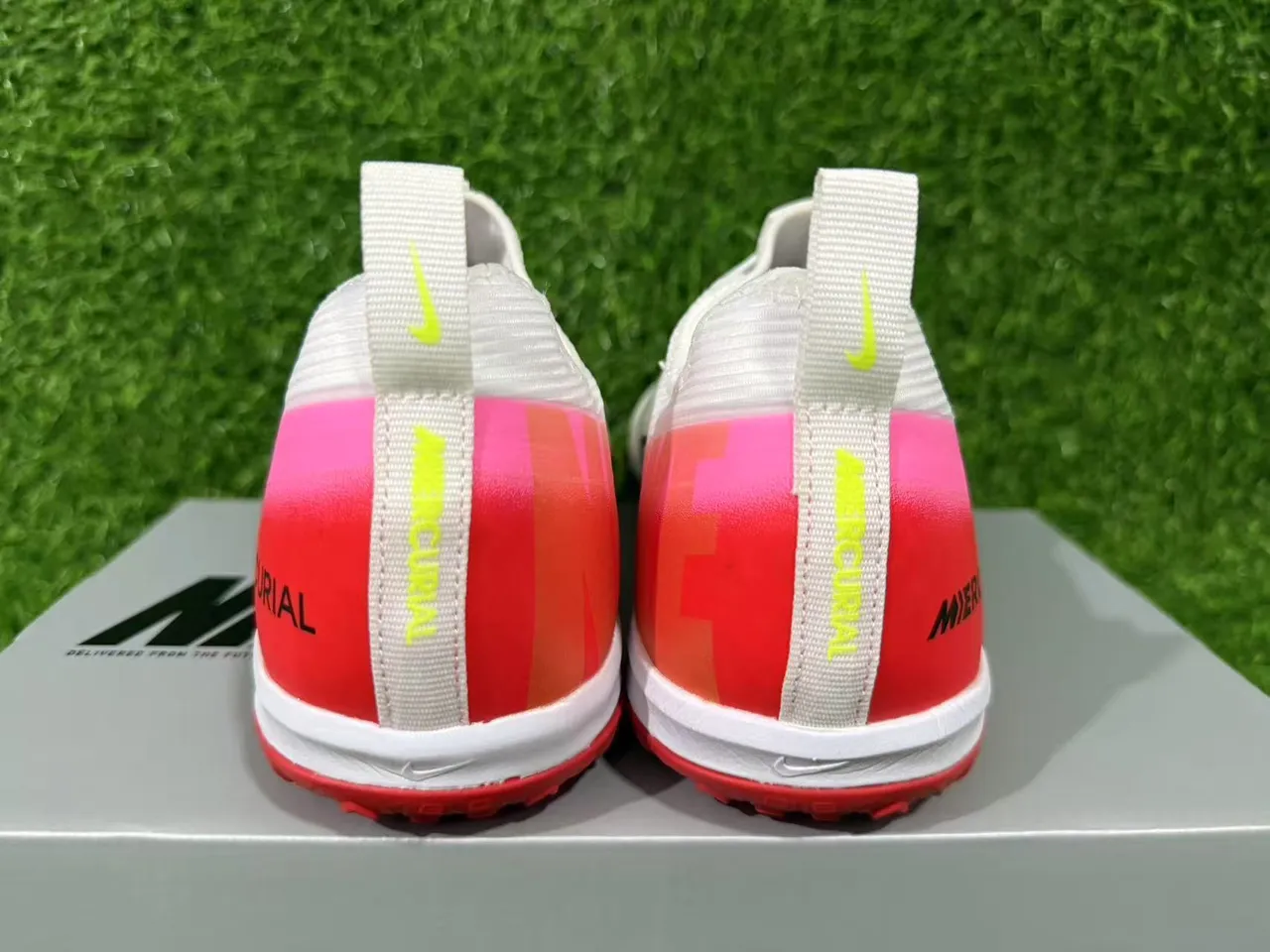 Nike Mercurial Turf White Red Pink Gradient Turf Soccer Shoes 10