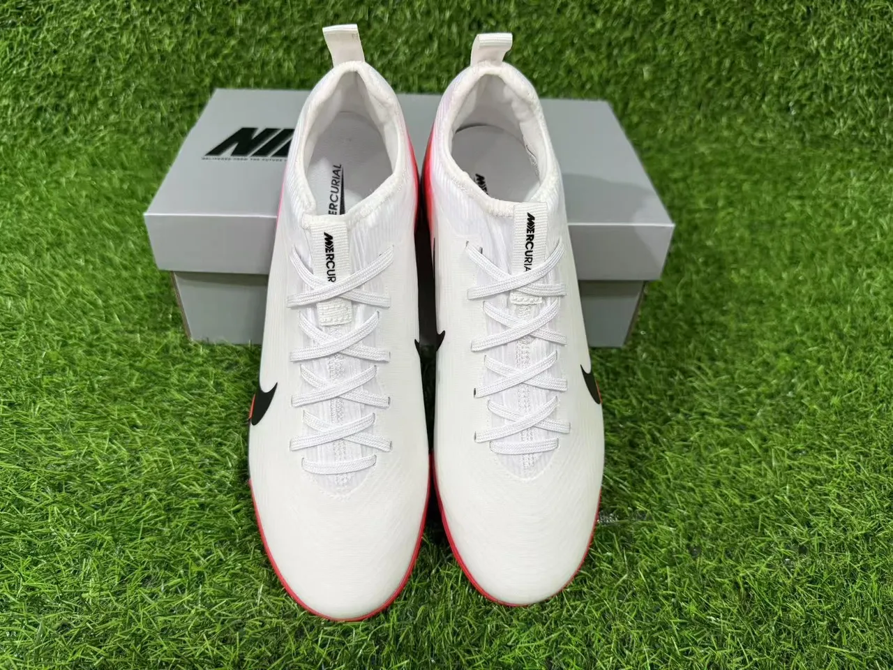 Nike Mercurial Turf White Red Pink Gradient Turf Soccer Shoes 11