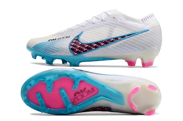Nike Mercurial Vapor Blanc Bleu Knit Upper Semelle Translucide Cyan Firm-Ground Chaussures de Football 2