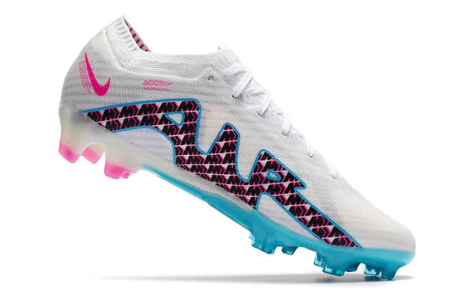 Nike Mercurial Vapor Blanc Bleu Knit Upper Semelle Translucide Cyan Firm-Ground Chaussures de Football 3