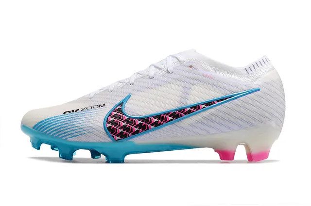 Nike Mercurial Vapor Blanc Bleu Knit Upper Semelle Translucide Cyan Firm-Ground Chaussures de Football 5