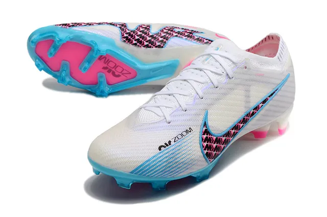 Nike Mercurial Vapor Blanc Bleu Knit Upper Semelle Translucide Cyan Firm-Ground Chaussures de Football 6