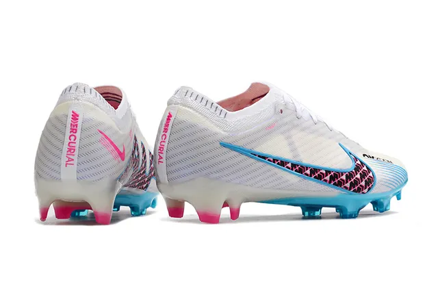 Nike Mercurial Vapor Blanc Bleu Knit Upper Semelle Translucide Cyan Firm-Ground Chaussures de Football 7