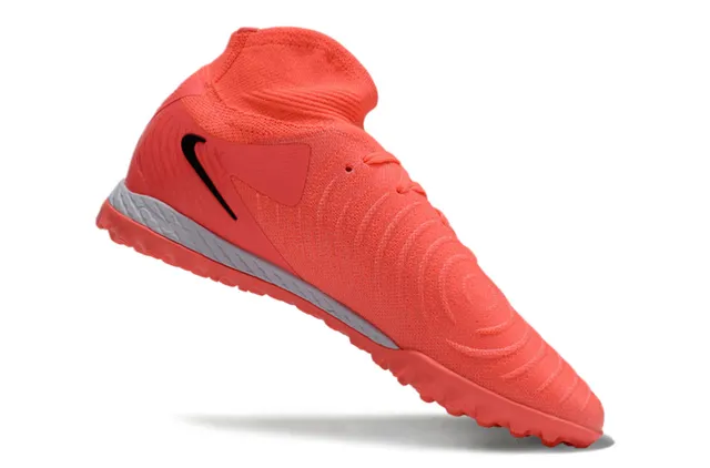 Nike ऑरेंज ब्लैक हाई-कट निट कॉलर सिंथेटिक ओवरले पैनल आर्टिफिशियल ग्रास सोकर शूज 2