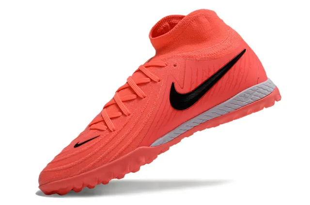 Nike ऑरेंज ब्लैक हाई-कट निट कॉलर सिंथेटिक ओवरले पैनल आर्टिफिशियल ग्रास सोकर शूज 3