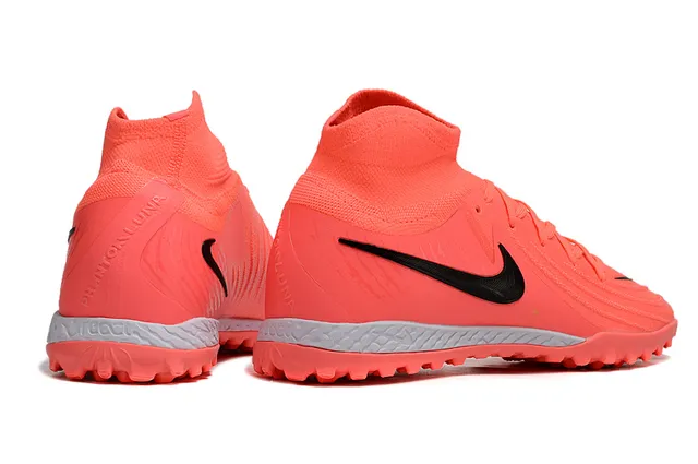 Nike ऑरेंज ब्लैक हाई-कट निट कॉलर सिंथेटिक ओवरले पैनल आर्टिफिशियल ग्रास सोकर शूज 5
