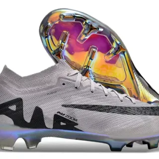 Nike Phantom GT Cinza Preto Upper de Malha Sola Holográfica FG Sapatos de Futebol