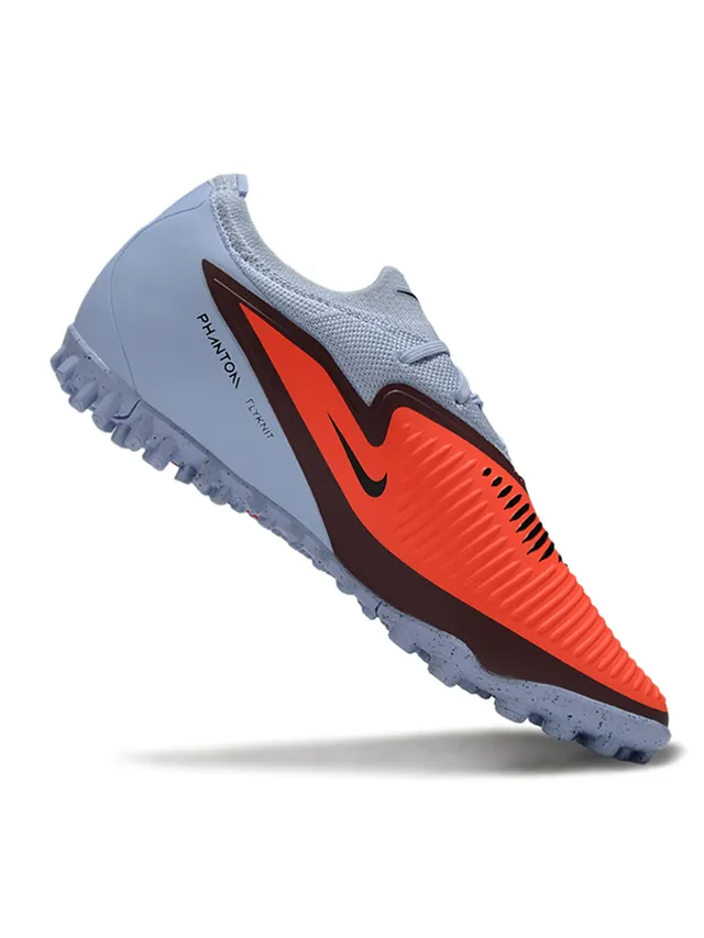 Nike Phantom GT Gray Orange Low-Cut Sock-Fit Collar Textured Forefoot Cage Turf Soccer Shoes 2