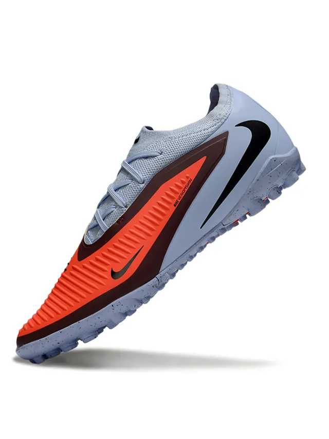 Nike Phantom GT Gray Orange Low-Cut Sock-Fit Collar Textured Forefoot Cage Turf Soccer Shoes 3
