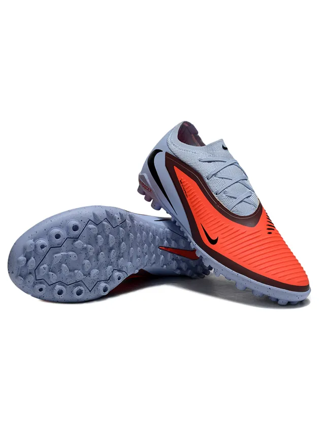 Nike Phantom GT Gray Orange Low-Cut Sock-Fit Collar Textured Forefoot Cage Turf Soccer Shoes 4
