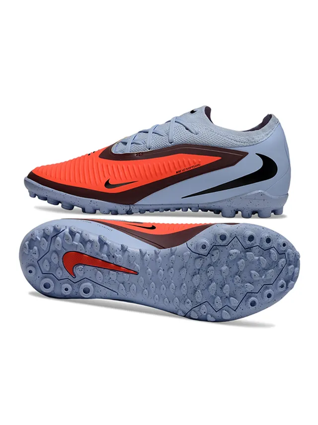 Nike Phantom GT Gray Orange Low-Cut Sock-Fit Collar Textured Forefoot Cage Turf Soccer Shoes 6