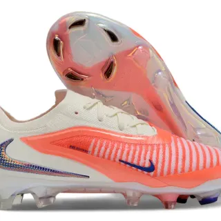 Nike Phantom GT Orange Beige Low-Cut Knit Upper Iridescent Holographic Swoosh Firm-Ground Soccer Shoes