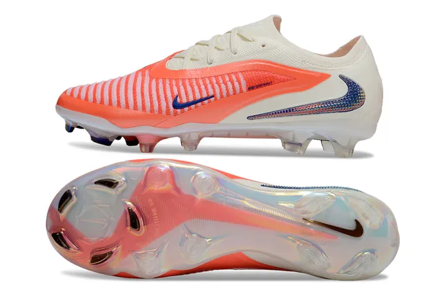 Nike Phantom GT Tênis de futebol laranja bege com upper de malha low-cut, Swoosh iridescente holográfico para terreno firme 7