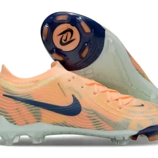 Nike Phantom GT Laranja Marinho Knit Upper Ajuste Dinâmico Colar Firm-Ground Sapatos de Futebol