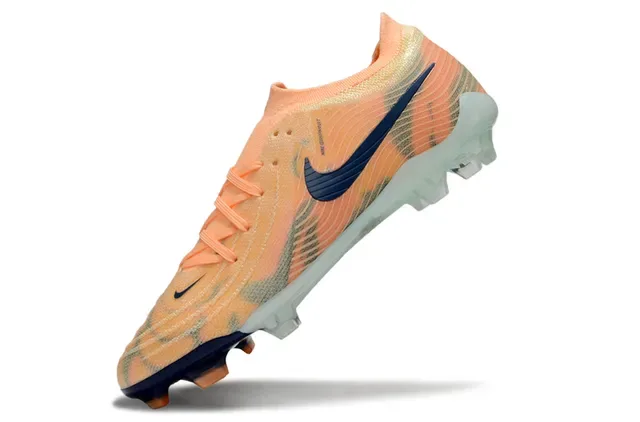 Nike Phantom GT Naranja Navy Knit Upper Ajuste Dinámico Cuello Firm-Ground Zapatos de Fútbol 3