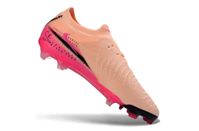 Nike Phantom GT गुलाबी भूरा बुनकर ऊपरी असममित लेसिंग फर्म ग्राउंड फुटबॉल जूते 2