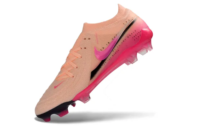 Nike Phantom GT गुलाबी भूरा बुनकर ऊपरी असममित लेसिंग फर्म ग्राउंड फुटबॉल जूते 3