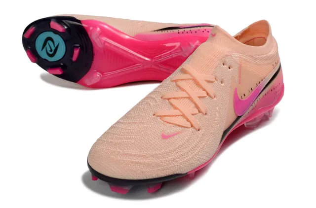 Nike Phantom GT गुलाबी भूरा बुनकर ऊपरी असममित लेसिंग फर्म ग्राउंड फुटबॉल जूते 4