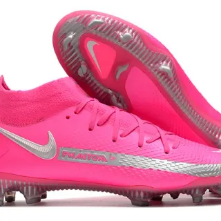 Nike Phantom GT Pink Silver High-Cut Sock-Fit Collar Firm-Ground Soccer Shoes