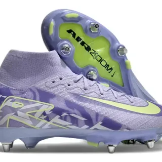Nike Phantom GT Sapatos de futebol Roxo e Verde Punho alto tipo meia Upper em malha Para grama firme