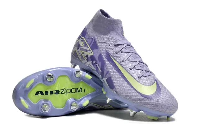 Nike Phantom GT Purple Green High-Cut Sock-Fit Upper Knit Construction Firm-Ground Soccer Shoes 3