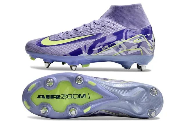 Nike Phantom GT Purple Green High-Cut Sock-Fit Upper Knit Construction Firm-Ground Soccer Shoes 5