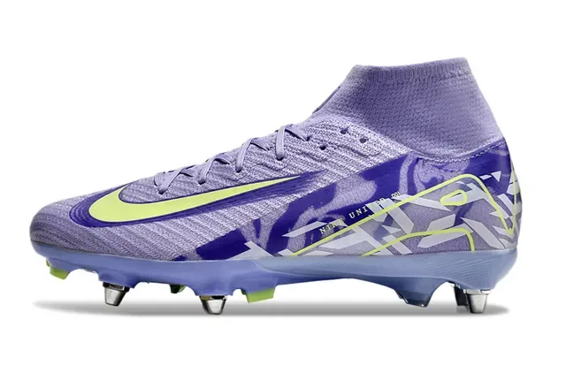 Nike Phantom GT Purple Green High-Cut Sock-Fit Upper Knit Construction Firm-Ground Soccer Shoes 8