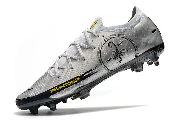 Nike Phantom GT Silver Black Yellow Firm-Ground Soccer Shoes 4