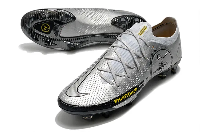 Nike Phantom GT Silver Black Yellow Firm-Ground Soccer Shoes 6