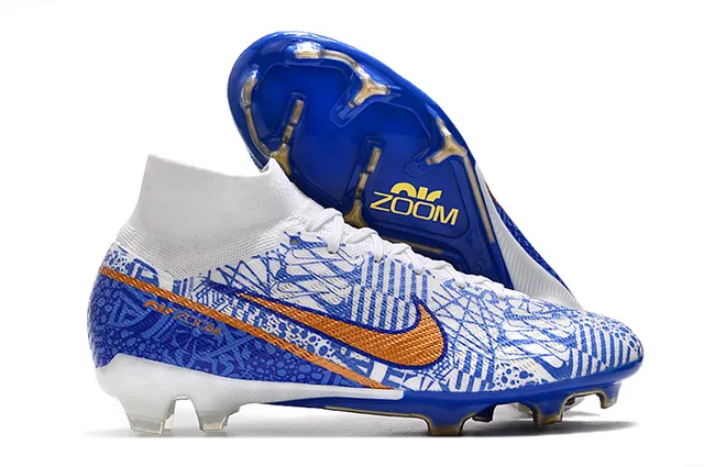 Nike Phantom GT সাদা নীল হাই-কাট সক-ফিট কলার ফার্ম-গ্রাউন্ড সকার শু 2