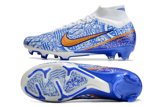 Nike Phantom GT সাদা নীল হাই-কাট সক-ফিট কলার ফার্ম-গ্রাউন্ড সকার শু 3