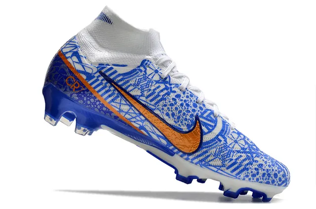 Nike Phantom GT সাদা নীল হাই-কাট সক-ফিট কলার ফার্ম-গ্রাউন্ড সকার শু 4