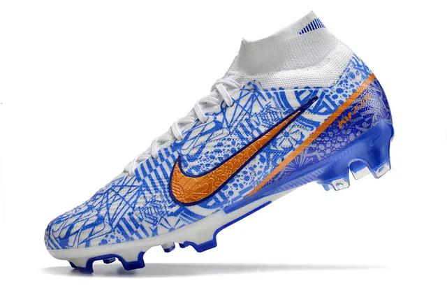 Nike Phantom GT সাদা নীল হাই-কাট সক-ফিট কলার ফার্ম-গ্রাউন্ড সকার শু 5