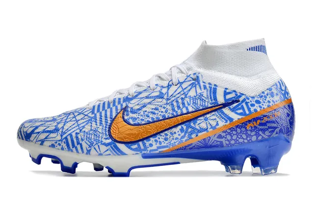 Nike Phantom GT সাদা নীল হাই-কাট সক-ফিট কলার ফার্ম-গ্রাউন্ড সকার শু 6