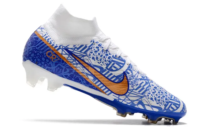 Nike Phantom GT সাদা নীল হাই-কাট সক-ফিট কলার ফার্ম-গ্রাউন্ড সকার শু 10