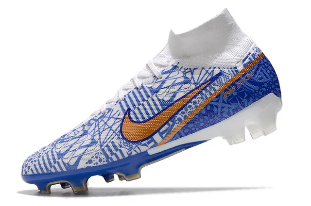 Nike Phantom GT সাদা নীল হাই-কাট সক-ফিট কলার ফার্ম-গ্রাউন্ড সকার শু 11