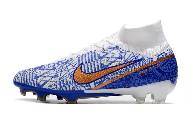 Nike Phantom GT সাদা নীল হাই-কাট সক-ফিট কলার ফার্ম-গ্রাউন্ড সকার শু 12