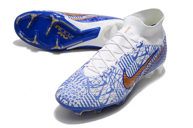 Nike Phantom GT সাদা নীল হাই-কাট সক-ফিট কলার ফার্ম-গ্রাউন্ড সকার শু 13
