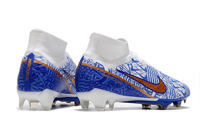 Nike Phantom GT সাদা নীল হাই-কাট সক-ফিট কলার ফার্ম-গ্রাউন্ড সকার শু 14