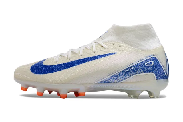 Nike Phantom GT Zapatos de fútbol con upper de alta corte sock-fit y overlay gráfico en blanco y azul para suela firme 8
