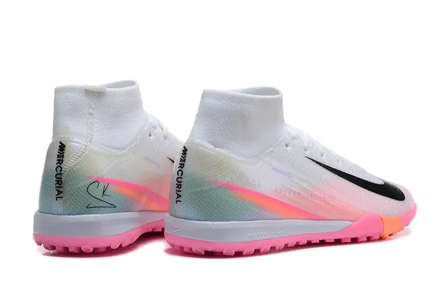 Nike Phantom GT White Pink Sock-Fit Collar Flyknit Upper Turf Soccer Shoes 2